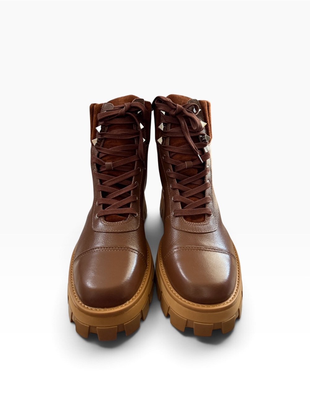 Schutz Sutton Lace Up Combat Boots Walnut Men’s 9.5 Leather NIB